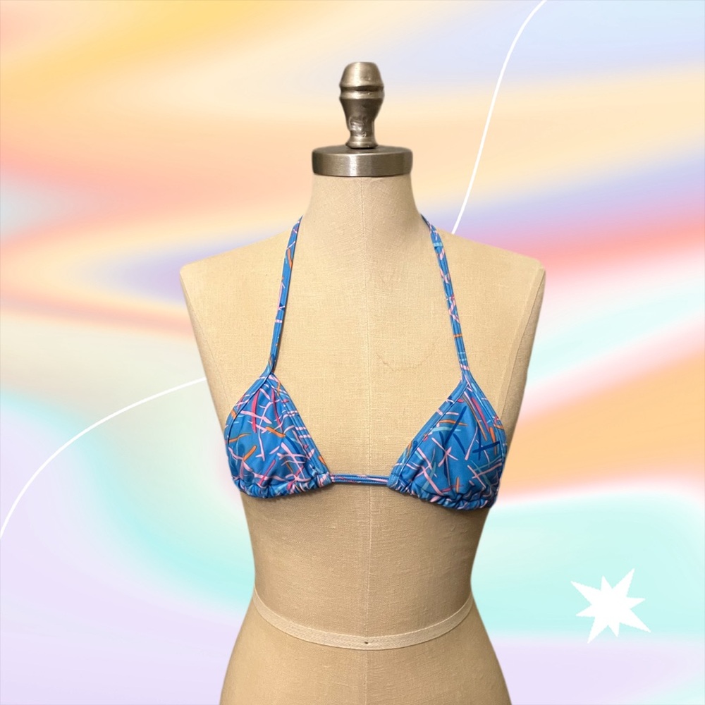 NWOT AA Swim Print Triangle Bikini Top - Picture 3 of 7